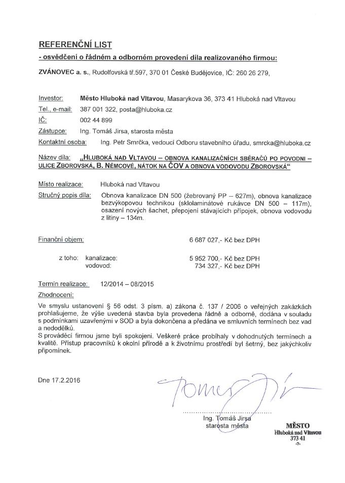 ČOV a kanalizace Hluboká nad Vltavou