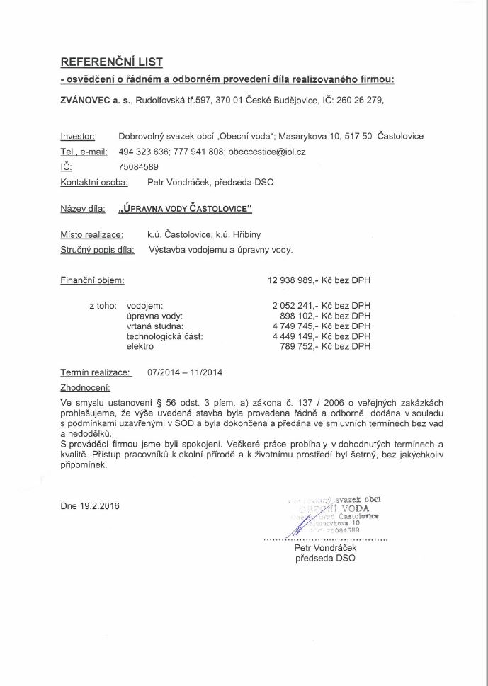 Úpravna vody Častolovice